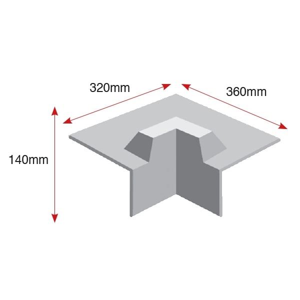 Bullet Roof GRP - Universal Internal Corner - 140 x 320 x 360mm