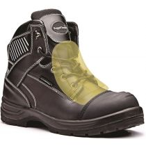 Rugged Terrain - Waterproof Derby Safety Boots with Internal Metatarsal (S3 M WRU HRO SRC) - Black Leather