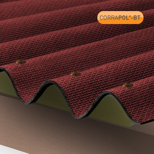 Side View of a Red Corrugated Bitumen Roof Sheet