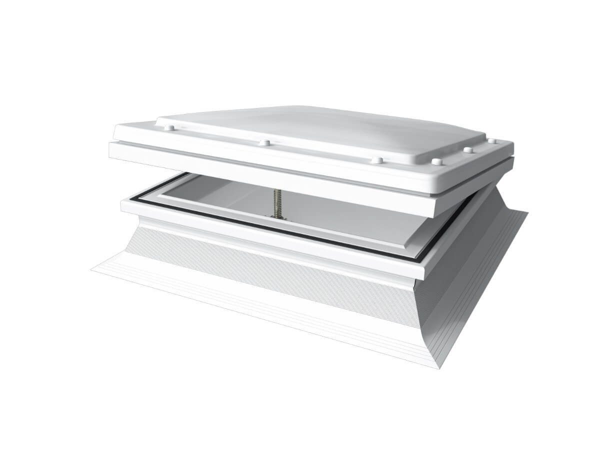 Mardome Trade - 1200 x 1200mm - Opening with PVC Kerb - Double Skinned - Opal - No Vent - Powered Opening Upgrade