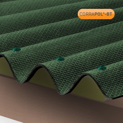 Side View of Green Corrugated Bitumen Roof Sheet