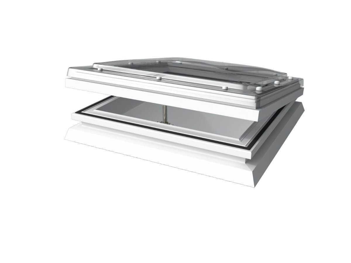 Mardome Trade - 1050 x 1050mm - Opening to fit Builders Upstand - Triple Skinned - Textured - Automatic Vent - Powered Opening Upgrade with Remote and Rain Sensor
