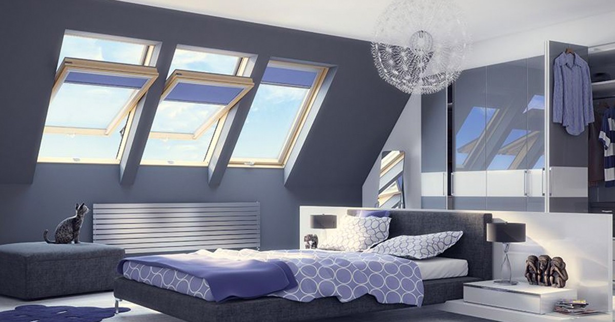 Fakro Roof Windows in a bedroom