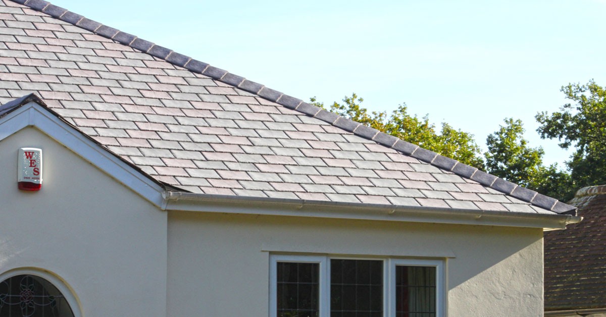 Tapco Synthetic Slate Tile fitted onto a house roof.