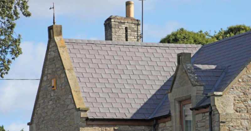 Slate roof on old building